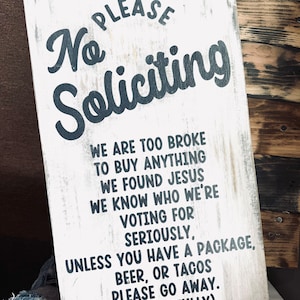 No Soliciting Wood Sign | Front Porch Sign | Front Porch Decor