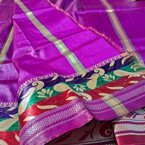 Sari di seta Banarasi: tessitura Jori argento con pezzo di camicetta