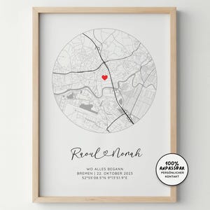 Pärchen Poster Zuhause  | Karte personalisiert Koordinaten Bild wo alles begann Hochzeitsgeschenk Poster | Einzugsgeschenk