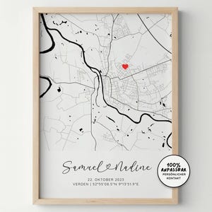 Zuhause Pärchen Poster | Karte personalisiert Koordinaten Bild Verlobung Jahrestag Hochzeitsgeschenk Poster | Einzugsgeschenk Wohnung