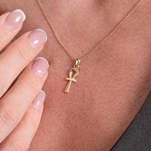 14K Solid Gold Ankh Necklace Women, Egyptian Necklace, Ankh Jewelry,  Egyptian Ankh Jewelry, Gift for Woman
