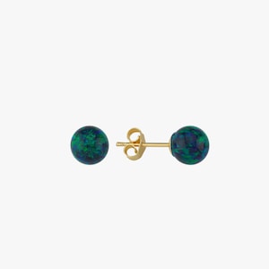 14K Solid Gold Opal Stud Earrings, Green Opal Earrings, Gold Opal Earrings Jewelry, Opal Earrings Stud, Summer Jewelry