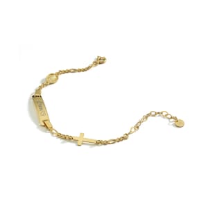 14K Solid Gold Baby benutzerdefinierte Kreuz Armband, personalisierte Baby Armband, benutzerdefinierte Gold Baby Armband, Taufe Armband Geschenk, Baby Geburtstagsgeschenk