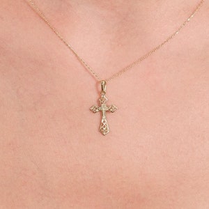 14K Gold Cross Necklace Women, Orthodox Gold Cross, Cross Pendant, Orthodox Cross Necklace, Crucifix Necklace Women, Gift for Her