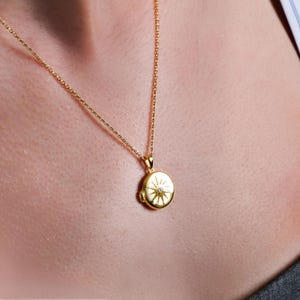 18 kt gouden vermeil kompas medaillonketting: foto aandenken, kerstcadeau moeder