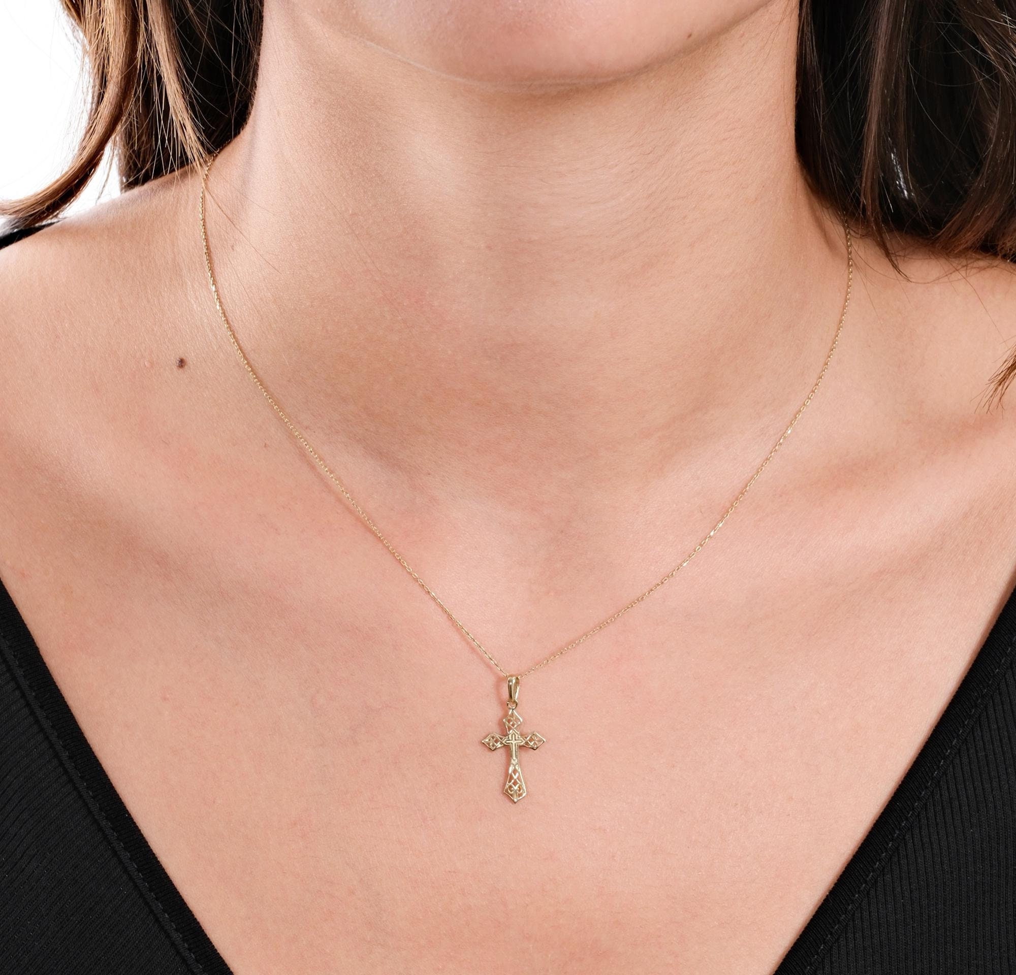 14K Gold Cross Necklace Women, Orthodox Gold Cross, Cross Pendant, Orthodox Cross Necklace, Crucifix Necklace Women, Gift for Her