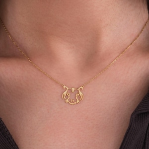 Tiger Necklace, 14K Solid Gold Tiger Jewelry, Geometric Tiger Head Necklace, Gift for Best Friend, Summer Jewelry, Birthday Gift