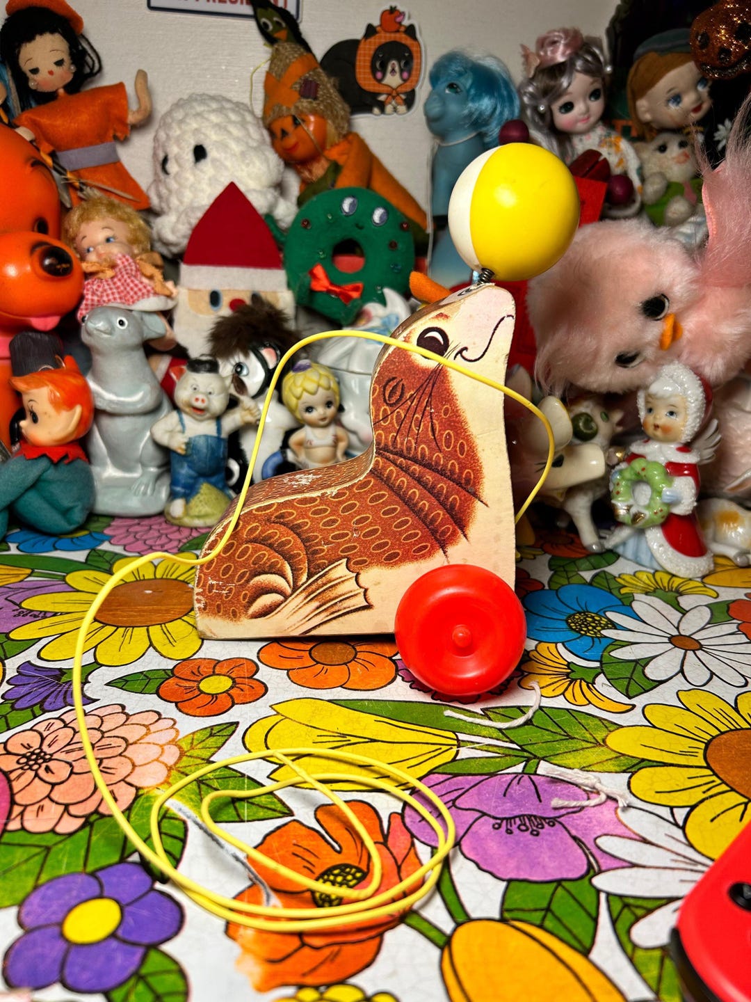 Jouet à tirer en bois vintage - Suzie l'otarie - Fisher Price - Jeux & Jouets
