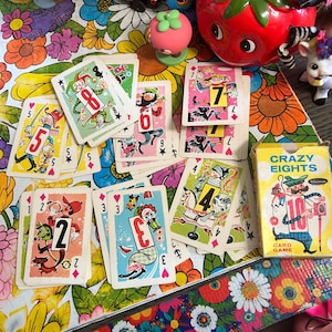 Vintage Crazy 8&#39;s Kitschy Whitman Card Game Circus Theme