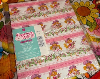 Papel de regalo perfumado de rosas y menta, vintage de los años 80 (NOS).