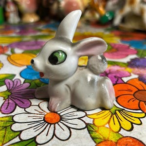 Cute Grey Made in Japan Bunny Ceramic Figurine