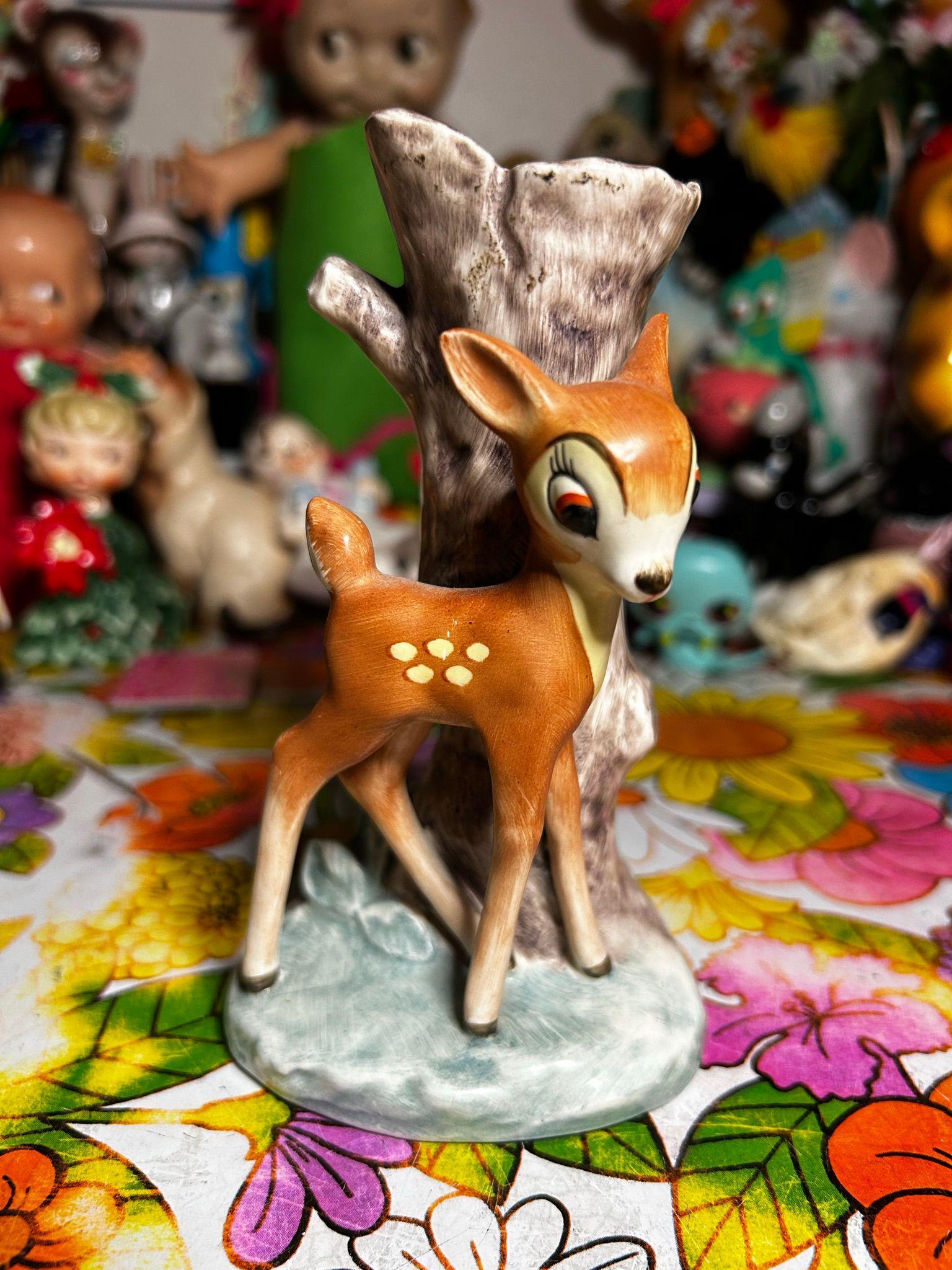 Vintage Gobel Hand Painted Disney Bambi Log Vase - Etsy