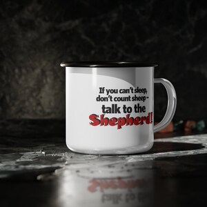 Enjoy your favourite brew and a side of humour Our Enamel Camp Cup features, Christian joke, anti-alkali & acid-proof, with a glossy finish. image 5
