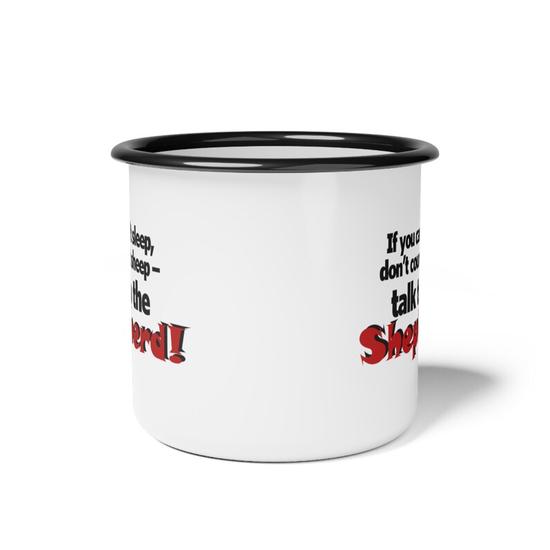 Enjoy your favourite brew and a side of humour Our Enamel Camp Cup features, Christian joke, anti-alkali & acid-proof, with a glossy finish. image 3