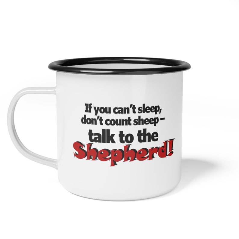 Enjoy your favourite brew and a side of humour Our Enamel Camp Cup features, Christian joke, anti-alkali & acid-proof, with a glossy finish. image 2