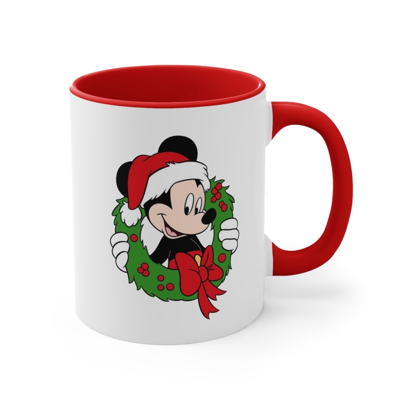 unieke Mickey Mouse Christmas - Accent koffiemok, 11oz, het ideale cadeau voor iedereen. Man, vrouw, volwassenen en kinderen afbeelding 1