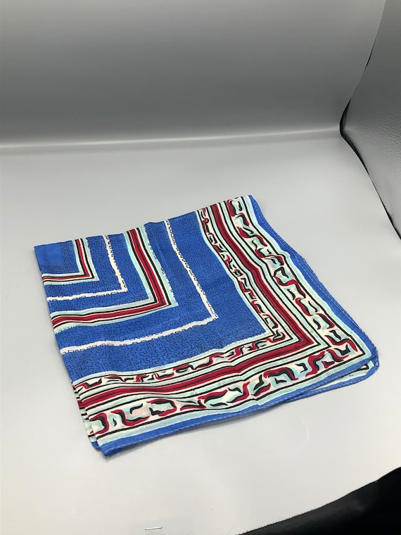 Square blue silk scarf - image 1