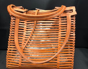 Salvatore Ferragamo Open Weave Leather Handbag