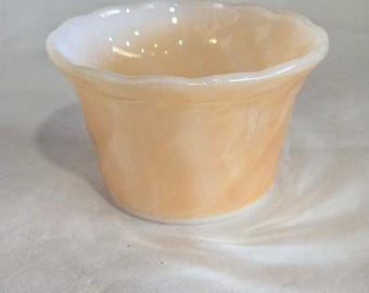 Vintage  Fire king Peach luster swirl custard bowl