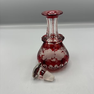 Etched Bohemian glass decanter