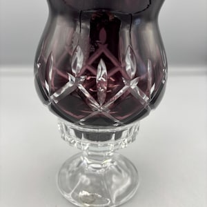 photophore vintage bohème en cristal transparent taillé en améthyste