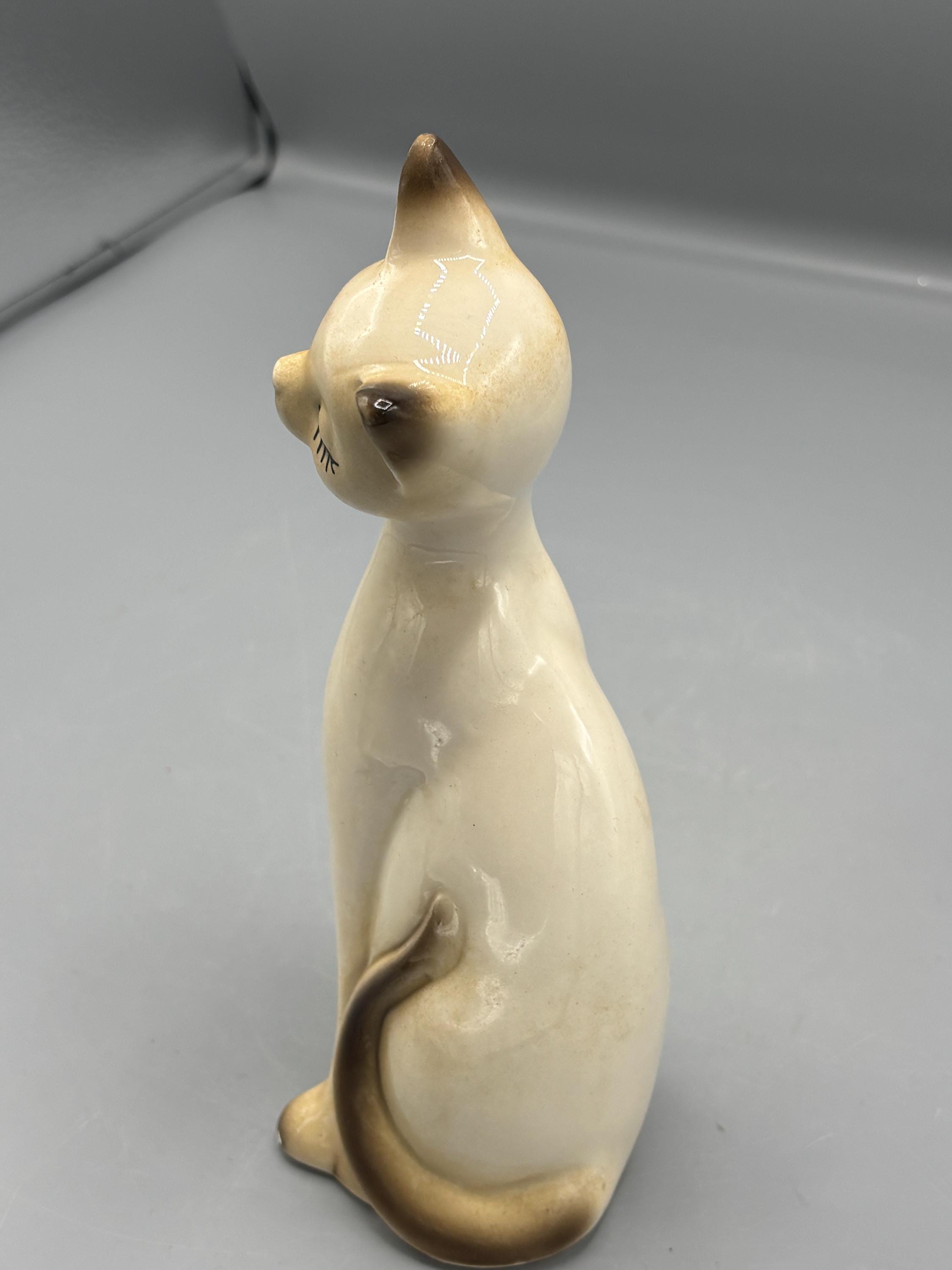 Napcoware Ceramic Ceramic Sitting Cat With Painted Eyelashes - Etsy