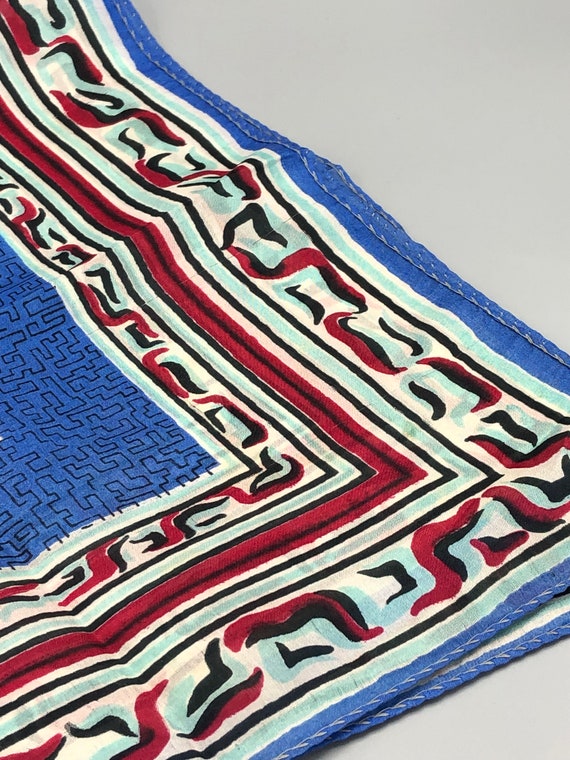 Square blue silk scarf - image 2