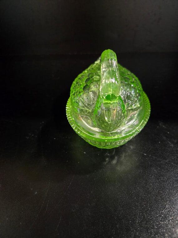 Vintage Vaseline Uranium Glass Swan on Nest - Etsy