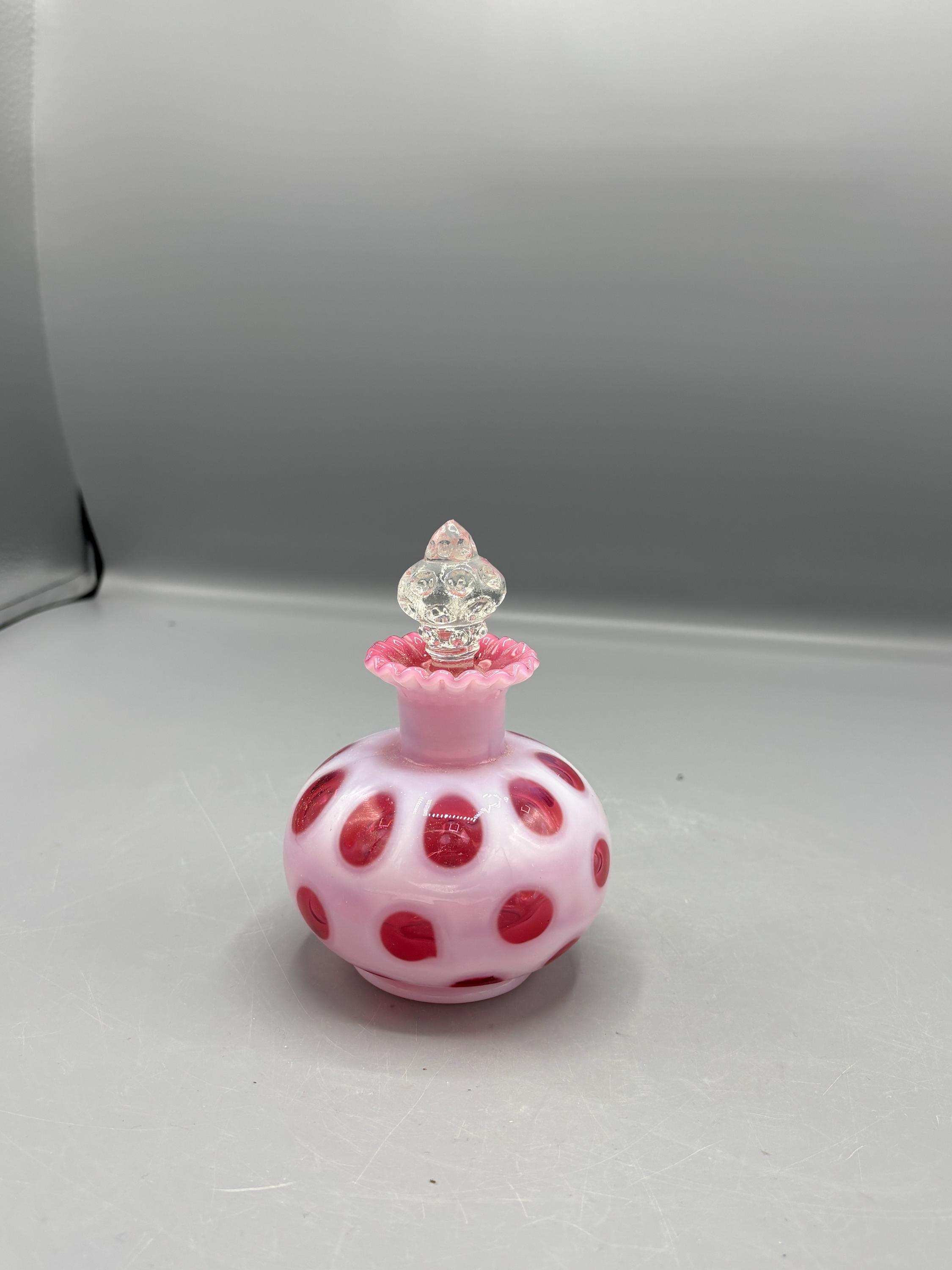 Vintage Fenton Cranberry Coin Dot Pattern Perfume Bottle - Etsy