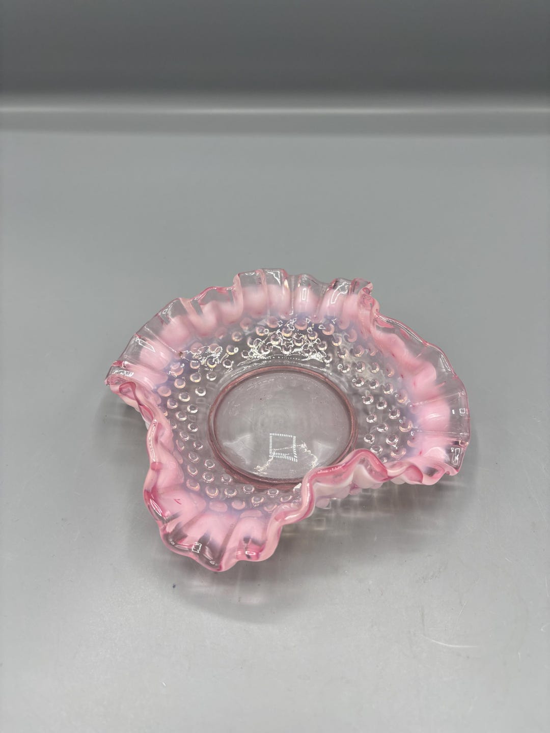 Vintage Fenton Pink Opalescent Hobnail Ruffle Candy Dish - Etsy