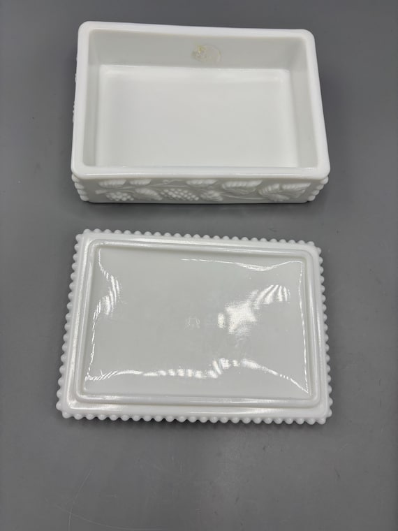 Westmoreland Beaded Milk Glass Grape Cigarette Box - Etsy