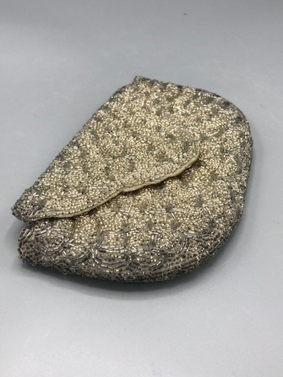 Silver beaded clutch purse - image 8