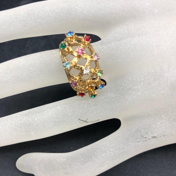 Multi Color Rhinestone Ring - image 1