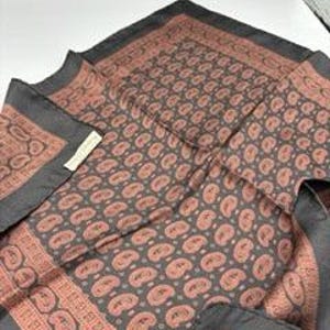 Italian silk black & brown paisley scarf
