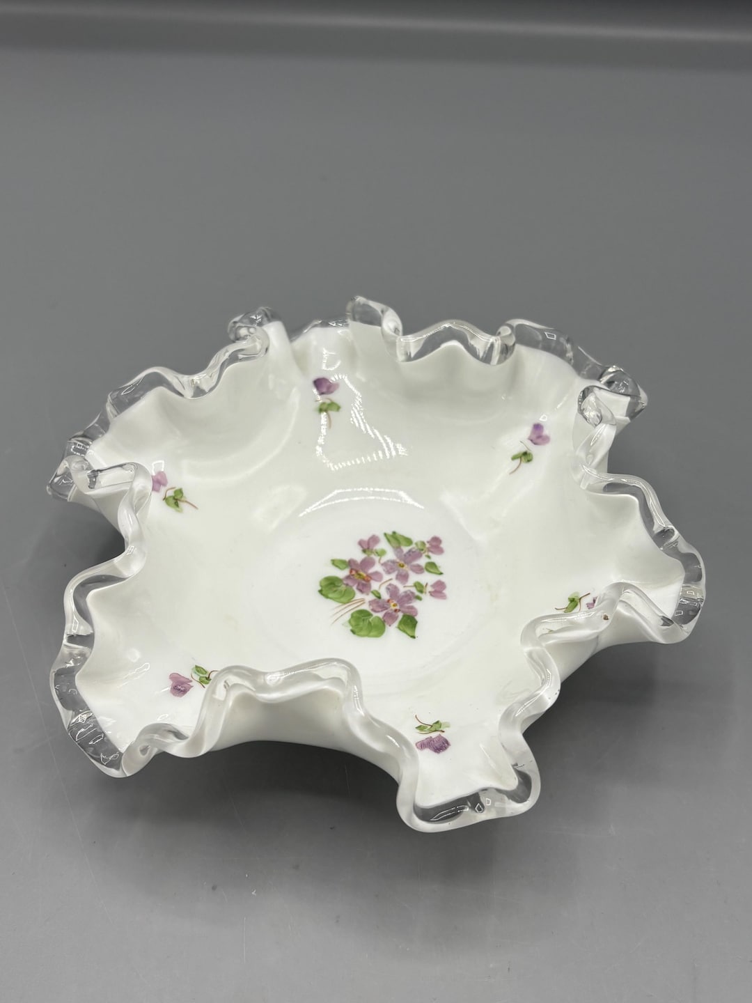 Vintage Fenton Violets in the Snow Silver Crest Candy Dish - Etsy