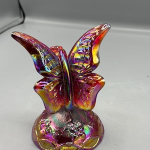 Porta anillos vintage con forma de mariposa Fenton Ruby en forma de rama