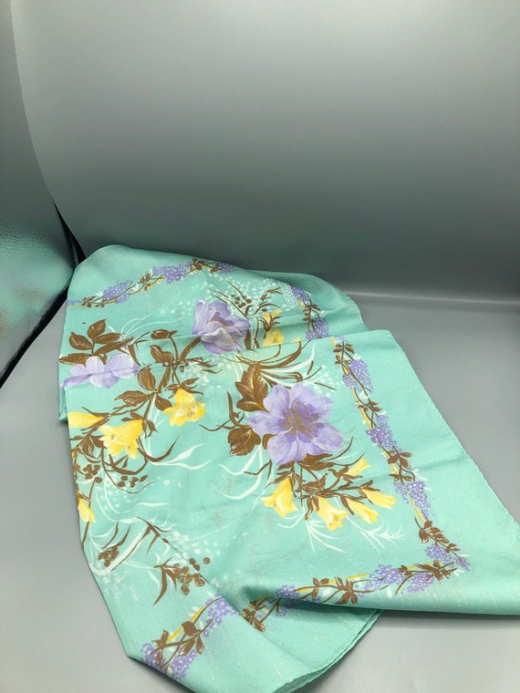 Aqua floral scarf - image 1