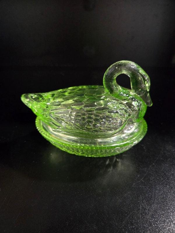 Uranium Glass Swan - Etsy