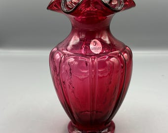 Vintage Fenton Ruffle Top Melon Sided Vase - Etsy 日本