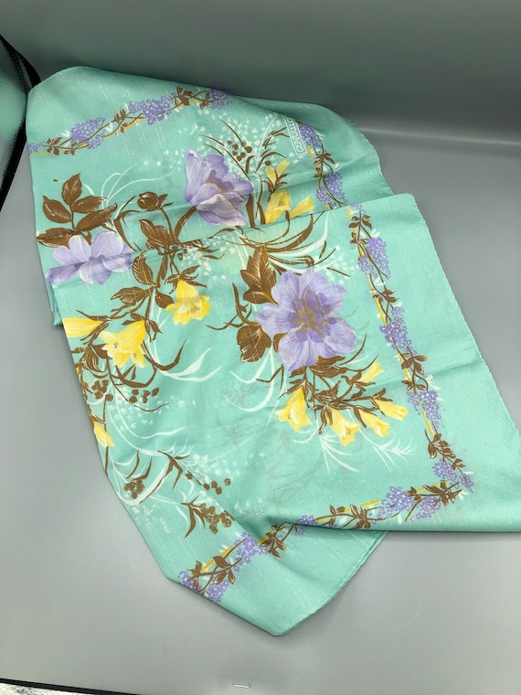 Aqua floral scarf - image 4