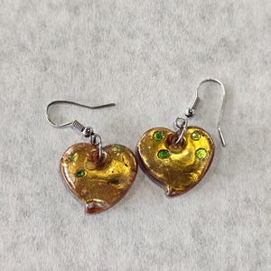 Dichroic Glass Heart Dangle Earrings