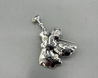 Silver tone Angel brooch