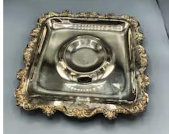 Vintage EPCA Silverpläterad fyrkantig serveringsbricka
