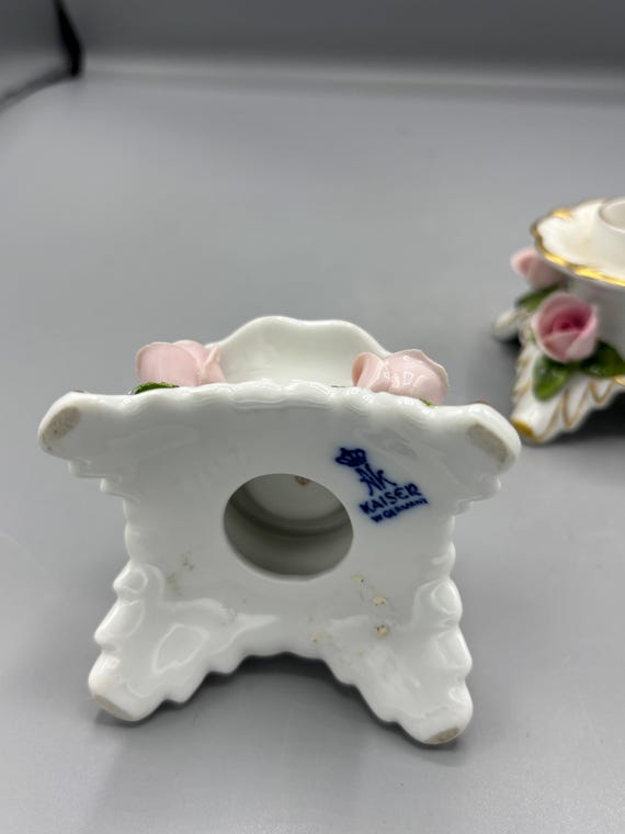Kaiser German Candle Holder With Porcelain Roses - Etsy