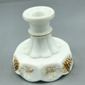Westmoreland Paneled Gold Grape Milk Glass Candleholder