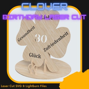 Birthday Shamrock Stand, Lasercut Files, SVG and Lightburn, Instant Download