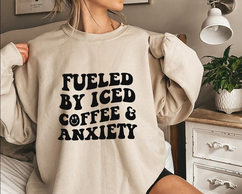Fueled by Iced Coffee & Anxiety Svg and Png Trendy Popular Etsy