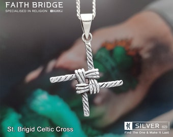 St. Brigid Celtic Cross Pendant Necklace /Irish /St Brigids Day /Imbolc, Imbolg/Free Engraving /925 Sterling Silver /Quality - FAITHBRIDGE