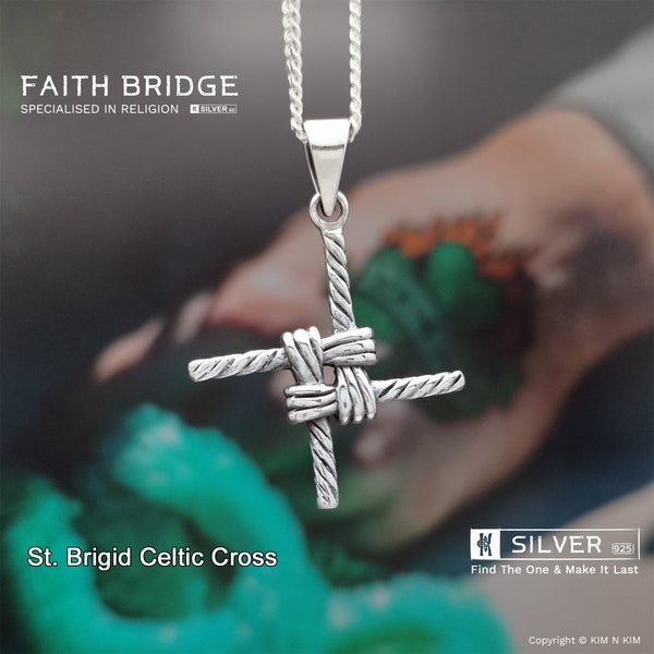 St. Brigid Celtic Cross Pendant Necklace /Irish /St Brigids Day /Imbolc, Imbolg/Free Engraving /925 Sterling Silver /Quality - FAITHBRIDGE