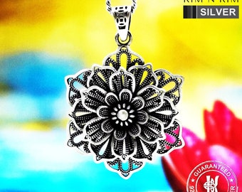 Exquisite Spiritual Mandala Lotus Flower Pendant Necklace /Buddhism /Yoga  /925  Solid Sterling Silver /Quality - FAITHBRIDGE